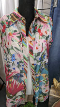 Load image into Gallery viewer, Adore Floral Splash or Striped with Splash Hi-Low Sleeveless Button-Up Tunic