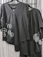 Load image into Gallery viewer, Women&#39;s 100% Cotton Black top with Dandelion design