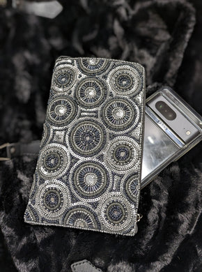 Geometric Circles  Hand Beaded Fashion Cell Phone Bag Purse Crossbody