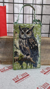 Horned Owl Hand Beaded Fashion Cell Phone Bag Purse Crossbody