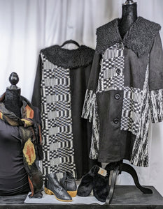 Dramatic Donna White - Black and White Print All Season Coat