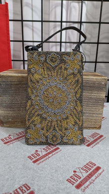Hand Beaded Club Bag - Santiago  - Gold and Silver Background