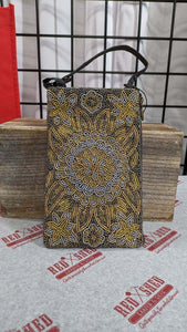 Flower Hand Beaded Fashion Cell Phone Bag Purse Crossbody Wristlet