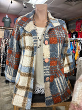 Load image into Gallery viewer, Trendy Fall Colors Plaid Button Up Jacket with Turn Up Collar