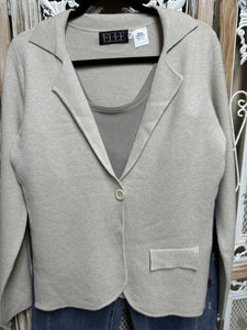 Ivory Notched Collar Sweater Jacket Coat Eternelle Brand