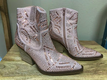 Load image into Gallery viewer, Women&#39;s Very G Rhinestone Sparkle Rose Gold Ankle Boots Booties