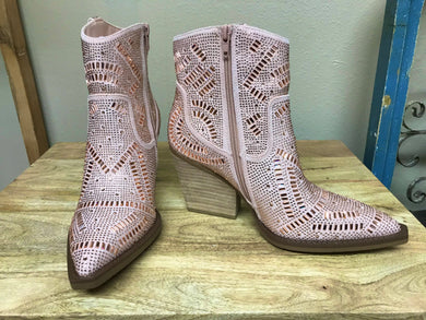 Women's Very G Rhinestone Sparkle Rose Gold Ankle Boots Booties