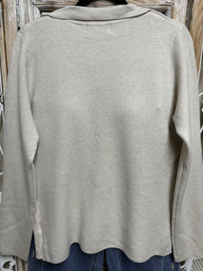 Ivory Notched Collar Sweater Jacket Coat Eternelle Brand