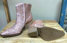 Load image into Gallery viewer, Women&#39;s Very G Rhinestone Sparkle Rose Gold Ankle Boots Booties