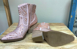 Women's Very G Rhinestone Sparkle Rose Gold Ankle Boots Booties