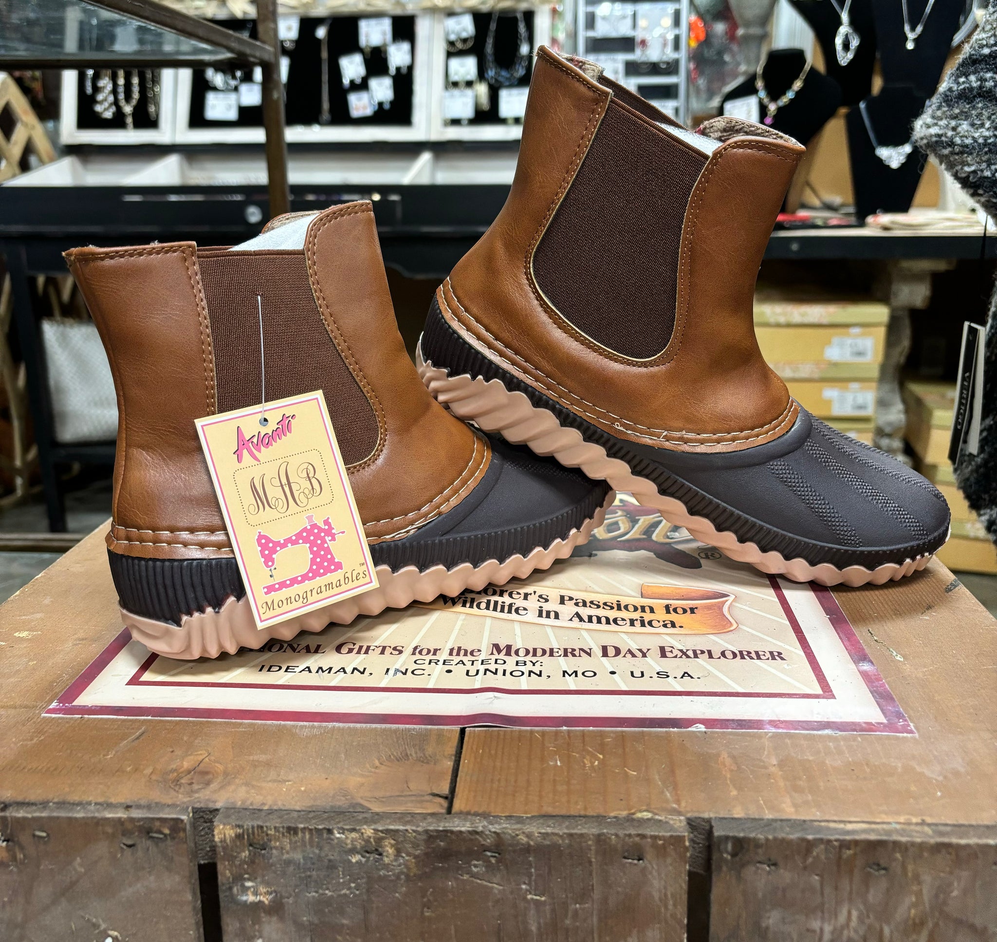 Rubber Duck Ankle Boots Stretch Cognac Brown Avanti Brand 7