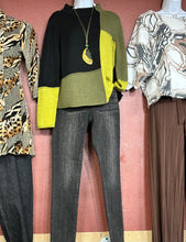 Load image into Gallery viewer, Habitat Brand Block Colors Pear Green and Black Mock Neck Sweater