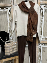 Load image into Gallery viewer, Cappuccino Sweater Pearl Accents Eternelle Brand
