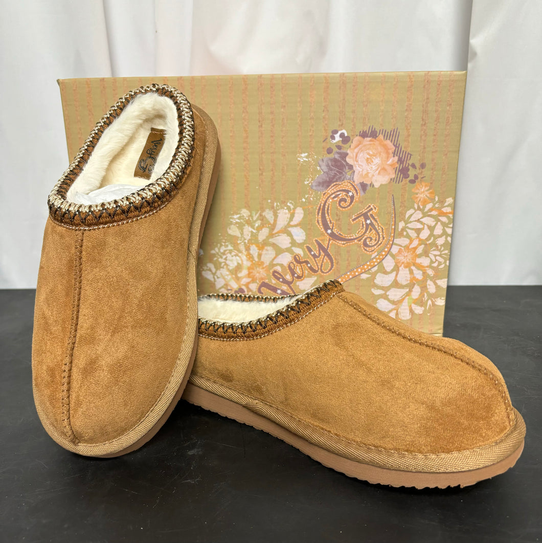 Slip On Women's Tan Suede Leather Slippers by Very G