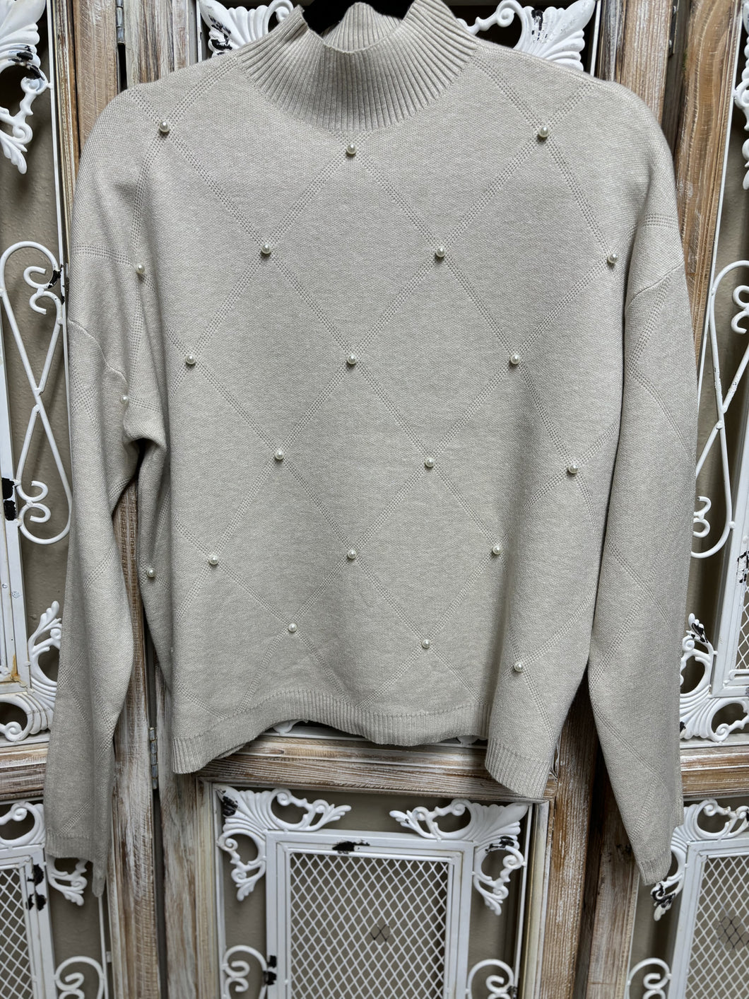 Cappuccino Sweater Pearl Accents Eternelle Brand