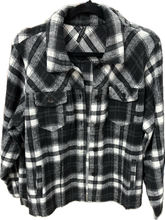 Load image into Gallery viewer, Black Plaid Flannel Shacket Ethyl Brand