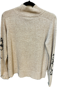 Embroidery Embellished Sweater Tan and Black FDJ Brand