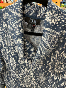 Cowl Neck Indigo Blue and White Long Sleeve Knit Sweater FDJ Brand