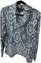 Load image into Gallery viewer, Cowl Neck Indigo Blue and White Long Sleeve Knit Sweater FDJ Brand