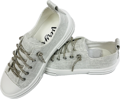 Women's White Glitter slip-on tennis shoes by Very G