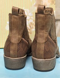 Very G Patchwork Design Brown faux leather Ankle Boot for Women