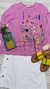 Gardenia Floral Mineral Washed Tunic Top Jess & Jane