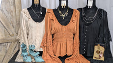 Load image into Gallery viewer, Lace Trim Top Black Scully Women&#39;s Long Sleeve Crochet