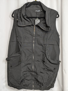 Woman's Creation Zippered Long Black Vest