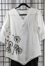Load image into Gallery viewer, Women&#39;s 100% Cotton White top with Dandelion design