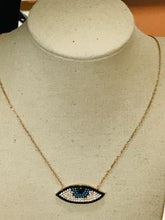 Load image into Gallery viewer, Good Luck Blue Eye amulet Necklace Sterling 925 Rose gold chain 16&quot;