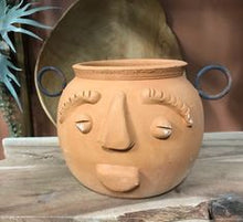 Load image into Gallery viewer, Unique Head Face Planter  pot Terracotta | Round 6&quot; | Utensil Holder | Vase | Succulent Herb Flower Planter Pot