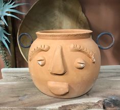 Unique Head Face Planter  pot Terracotta | Round 6" | Utensil Holder | Vase | Succulent Herb Flower Planter Pot
