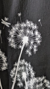Women's 100% Cotton Black top with Dandelion design