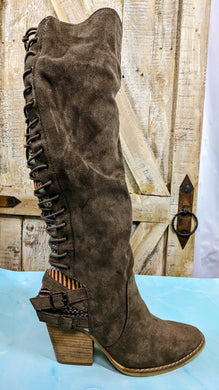 Very G Romero Western Boho Style High Top Lace Up the Back Boots