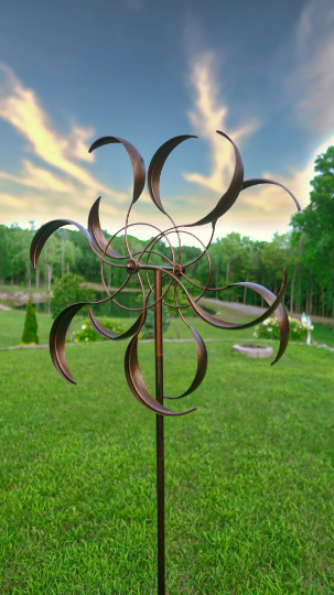 XL Kinetic Garden Wind Spinner Copper | spinners both directions| Zephyr | garden art | wind sculpture | HH128