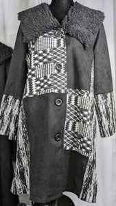 Dramatic Donna White - Black and White Print All Season Coat