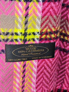 Pink Cashmere Plaid Fringe Scarf Unisex