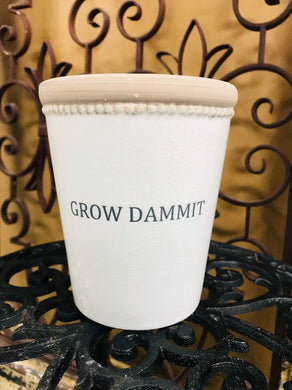Grow Dammit Crackle Glazed Ceramic Planter 6