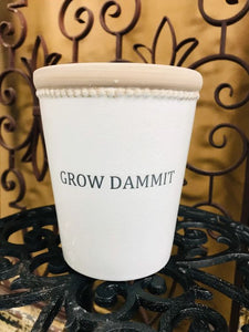 Grow Dammit Crackle Glazed Ceramic Planter 6" Tall No drainage