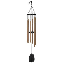 Load image into Gallery viewer, Bells of Paradise Black aluminum ring and windcatcher Six bronze aluminum tubes Overall Length: 44 inches • Diameter: 7 inches   