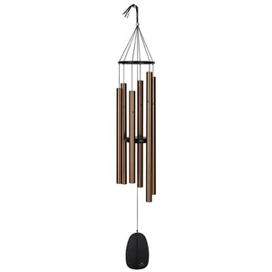Bells of Paradise Black aluminum ring and windcatcher Six bronze aluminum tubes Overall Length: 44 inches • Diameter: 7 inches   