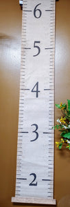 GROWTH CHART, THE VINTAGE RULER LOOK. KEEP TRACK OF HOW FAST YOUR KIDS OR GRANDCHILDREN ARE GROWING WITH THIS FABRIC GROWTH CHART. MEASURE YOUR KIDDOS WITH THIS VINTAGE LOOKING YARDSTICK 
