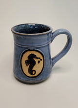 Load image into Gallery viewer, Nautical Coffee Cup Coastal Fish and Seahorse design