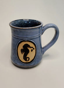 Nautical Coffee Cup Coastal Fish and Seahorse design