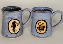 Load image into Gallery viewer, Nautical Coffee Cup Coastal Fish and Seahorse design
