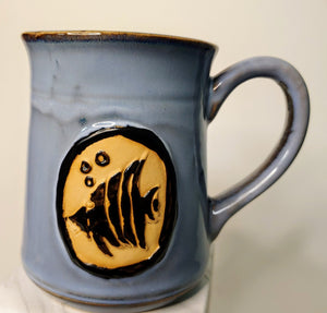 Nautical Coffee Cup Coastal Fish and Seahorse design