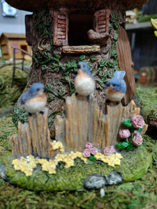Bluebirds Sitting a Fence Miniature Fairy Garden Dollhouse