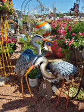 Load image into Gallery viewer, Stunning Pair Great Blue Heron Metal Statues l Garden Art