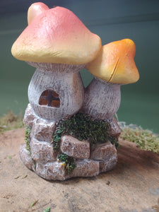 Fairy Garden | LED | Mushroom Cottage With Stairway 5.5" | FA99