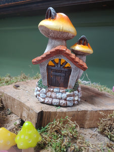 Miniature Mushroom Fairy Cottage with Solar Light